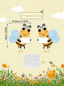 12Pcs Cute Bee Name Tags With Blank Writing Area, Classroom Bulletin Board Labels, Bee Party Decor, Spring Teacher Supplies, Self-Adhesive Desk Nameplates, With 2 Glue Dots - Bee - View 2