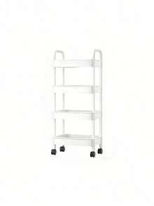 4-Tier Rolling Storage Cart - Compact Design Saves Space, Sturdy Plastic Construction, Suitable For Kitchen, Bathroom, Bedroom, Office, Warehouse, Garage - Easy To Assemble, Multi-Functional Multi-Tier Shelf, Household Storage Rack. - Multicolor - View 9