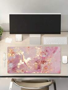 PU皮革大號滑鼠墊 31.5" X 15.7" 玫瑰金，辦公室裝飾，桌面裝飾配件，加大尺寸，防水易清潔，光滑表面，防滑桌面收納 - A - 查看 5