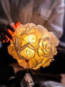 Led Rose Flower String Light, Indoor Proposing Ambiance Light, Birthday Party Scene Decoration, Teen Girl Room Decor - White - View 5