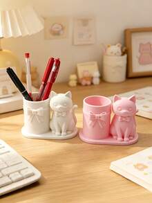 1PC 3D PRINTED CREATIVE CUTE CAT PENCIL HOLDER Q VERSION ANIMAL FIGURINE DESKTOP ORNAMENT FOR HOME OFFICE DECOR GARDEN LIVING ROOM STUDY ROOM OFFICE SUPPLIES GIFT - Multicolor - View 5