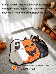 Halloween Imitation Cashmere Doormat, Wear-Resistant Entryway Floor Mat, Easy Care Decorative Rug For Living Room - B - View 2