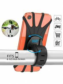 1 pieza Soporte multifuncional para teléfono de bicicleta de montaña de silicona con función de rotación de 360 grados para ciclismo al aire libre - Negro - Ver 2