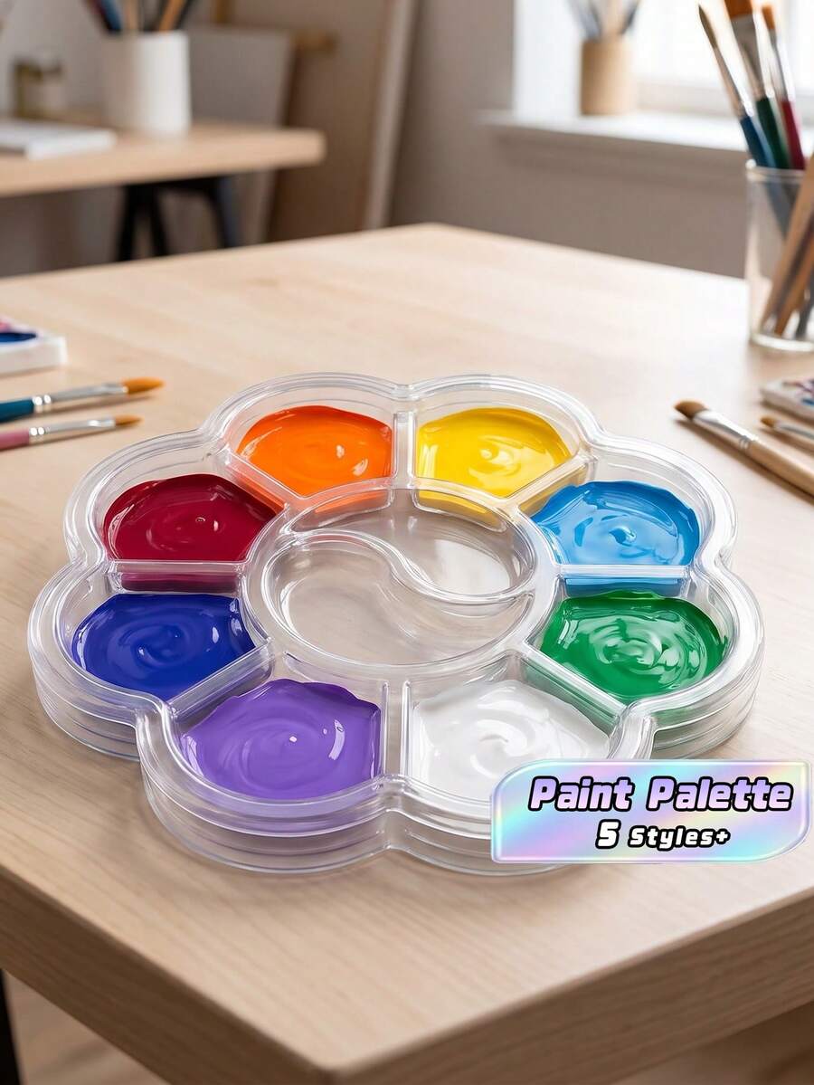 50 Pieces Plastic Mixing Palette Set, Slim Portable Palette In Transparent/White, Suitable For Watercolor And Gouache Painting - multicolor - View 1