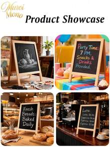 Set Of 1 Blackboard Easel, 19*30 Cm / 25*40 Cm, Double-Sided Blackboard Sign With Eraser, Wooden Tabletop Menu Board, Suitable For Tabletops, Weddings, Restaurants And Home Decor (Black And White) - 1PC - View 6
