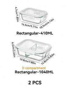 Haus Hana Madebyblanc 1pc Microwave Can Heat Glass Lunch Boxes For Office Workers, Lunch Boxes For Refrigerators, And Large Capacity Fresh-Keeping Bowls With Rice And Meal Boxes,Kitchen,Christmas Gift - transparent color - View 22