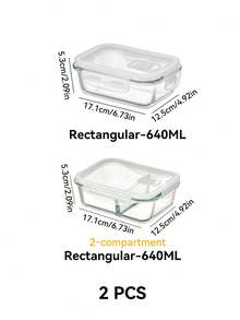 Haus Hana Madebyblanc 1pc Microwave Can Heat Glass Lunch Boxes For Office Workers, Lunch Boxes For Refrigerators, And Large Capacity Fresh-Keeping Bowls With Rice And Meal Boxes,Kitchen,Christmas Gift - transparent color - View 16