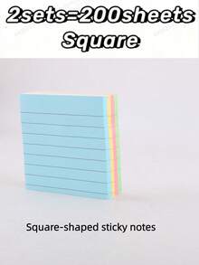 SHEIN 100/200sheets Line Sticky Notes 4 Colors Portable Student Note Marker Writing Sticky Notes, Self-Adhesive Easy To Apply Notepad Office, Home, School Big And Small Two Styles, Office Small Helper Back To School - Multicolor - View 12