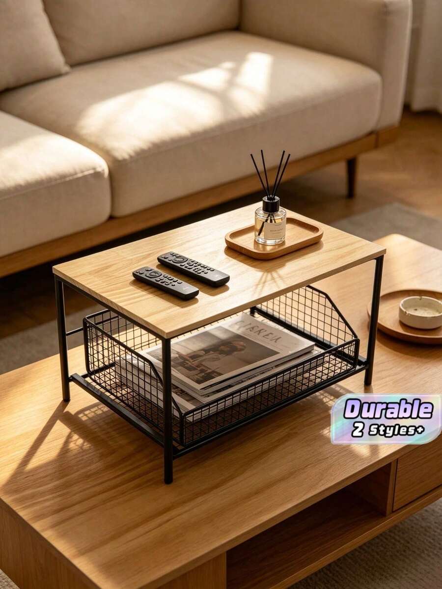 Organizer Meja Dapur dengan Laci Logam, Rak Penyimpanan Tarik Keluar dari Kayu Solid untuk Mesin Kopi, Peralatan Dapur, dan Microwave - MultiWarna - View 1