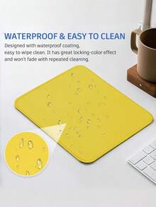Yellow Cute Mouse Pad 26*21cm, Non-Slip Waterproof Rubber Base With Stitched Edge, Smooth Durable Surface For Laptop Computer Office Home, Splash-Proof Desk Mat, Adorable Desktop Accessory, Great Gift For Women - Yellow - View 5