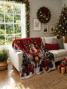 Muroi Mono 1pc Christmas Pattern Blanket, Made Of Flannel Material, Is Soft And Comfortable. It Is Suitable For Beds, Living Rooms And Sofas. It Is Suitable For All Seasons And Is An Excellent Choice For Daily Decorations, Home Decorations And Christmas Gifts. - Christmas - View 5