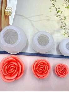 1 Set Of 3 Rose Shaped Silicone Candle Molds (Small, Medium, Large) - White - View 4