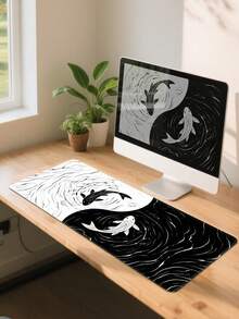 1pc Yin Yang Koi Large Gaming Mouse Pad Non Slip Rubber Bottom Edge Extended Desk Mat For Office Home Computer Laptop Smooth Surface Durable Wear Resistant Waterproof Easy Clean Portable Practical Gift For Gamers Teens Adults Holiday - View 6
