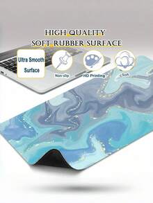 1pc Large Extended Gaming Mouse Pad Gray Green Fluid Pattern Non Slip Rubber Base Desk Mat For Keyboard Mouse Office Home Computer Laptop Smooth Surface Durable Wear Resistant Easy Clean Portable Practical Gift For Gamers Teens Adults - View 12