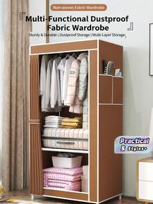 1Pc Easy Assembly Fabric Wardrobe Simple Clothing Storage Cabinet For Bedroom Rental House Home Garment Organizer - View 1