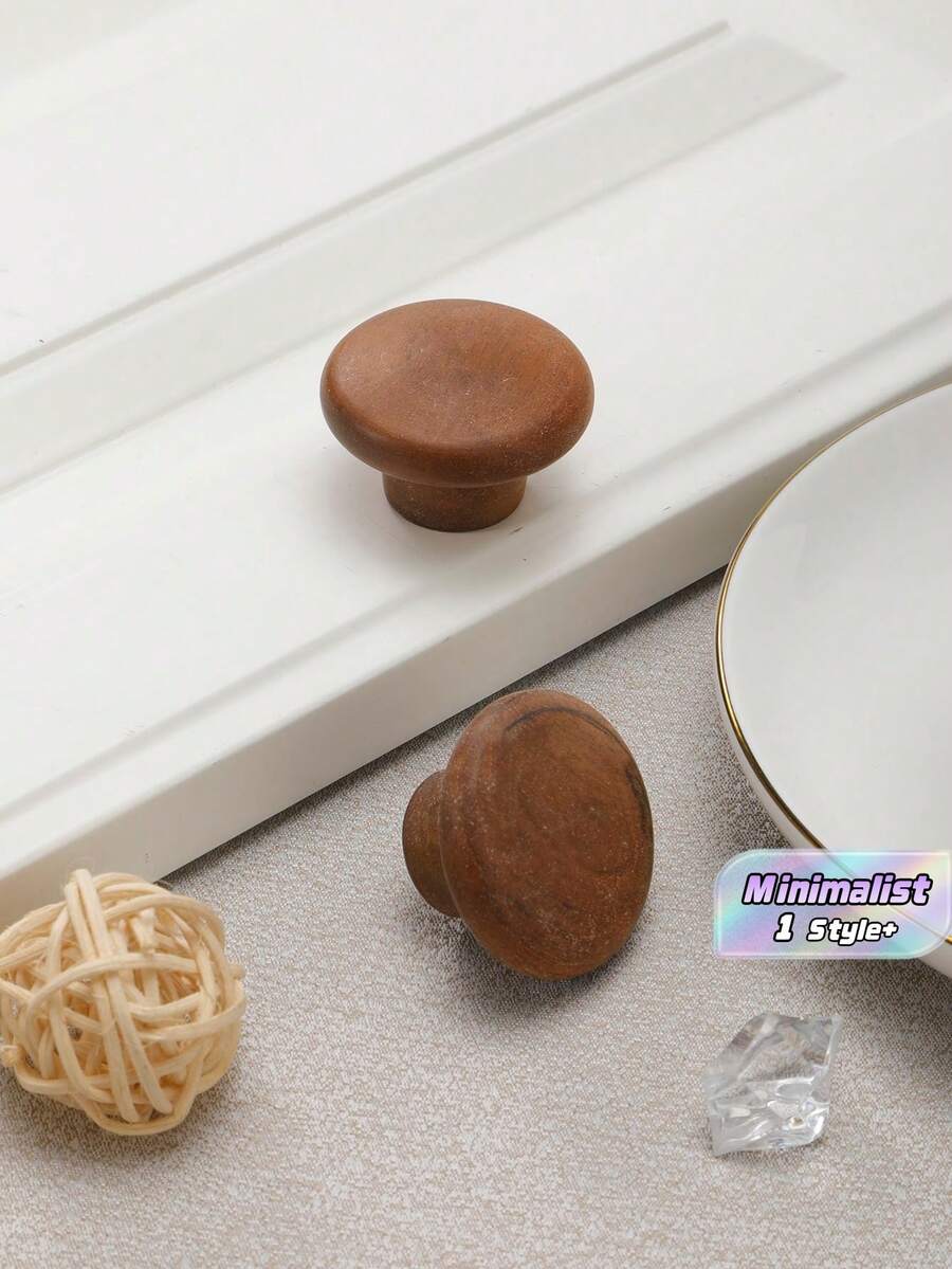 2件裝極簡風木製櫥櫃把手，適合居家裝飾 - 巧克力棕 - 查看 1
