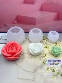 1 Set Of 3 Rose Shaped Silicone Candle Molds (Small, Medium, Large) - White - View 1