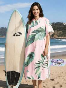 1pc Hooded Surf Changing Robe, Wearable Beach Towel, Quick-Dry Microfiber Wetsuit Changing Towel With Pockets, Suitable For Male And Female Surfers - Multicolor - View 1