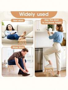 1pc Modern Solid Wood Round Footstool, Indoor Plant Stand, Garden Bench, Medieval Plant Stool, Removable Wooden Legs, Suitable For Character Stand, Kitchen, Bathroom, Bedroom, Living Room - Multicolor - View 9