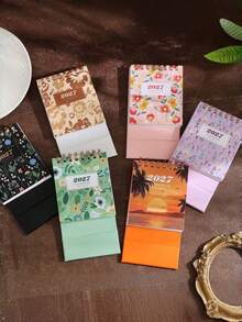 2027 Desk Calendar Spiral Bound Standing Flip Calendar Cute Floral Botanical Design Mini Monthly Planner Aesthetic Desktop Organizer For Home Office Decor - A - View 2