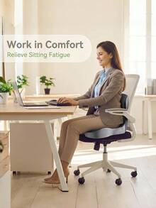 L-Shaped Memory Foam Seat Cushion With Lumbar Support, Ergonomic Back Rest Pad For Office Chair Car Truck Driver, Breathable Mesh Cover Non-Slip Bottom, Relieve Sciatica Pain For Long Sitting Work Travel - Multicolor - View 4