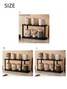 3-Tier Countertop Storage Organizer Shelf, Multi-Layer Desktop Display Rack, Black Freestanding Tabletop Storage Stand For Kitchen Spices, Office Supplies, Makeup And Decorations - Black - View 5
