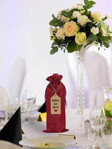 6/12Pcs Drawstring Wine Bottle Bags., Reusable Wine Gift Bags With Tags, Decor Party Supplies For Birthday. Wedding. Christmas, NewYear, Home And Holiday Party Decoration - Multicolor - View 6