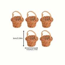 1/5/10/20/30pcs Mini Woven Rattan Decorative Baskets, Decorative Photo Props Small Woven Rattan Handheld Baskets, Rustic Style Furniture Decoration Baskets, Dollhouse Accessories, Diy Projects - Multicolor - View 6