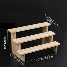 Soporte de escalera de madera maciza para escritorio, organizador de figuras, estante para mini plantas suculentas - Color del registro - Ver 3