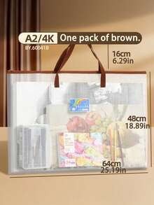 Extra Large Portable Tutoring Bag, Simple High-Appearance Clear Mesh File Pouch, Large Capacity Art Tool Bag Compatible With A2, A3; For Holiday Tutoring, Textbook Storage, Art Training, Painting Tools Storage - multicolor - View 11