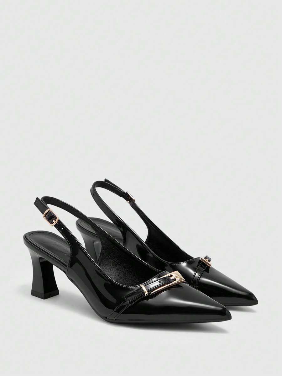 CUCCOO BIZCHIC Women's Spring And Summer New Black Pointed Rear Strap Stiletto Outer Wear Commuter Breathable High Heels Fall Shoes - Black - View 1