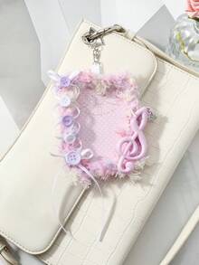 ROMWE Kawaii 1件甜美溫柔個性化高端多色手工編織蝴蝶結毛邊星形鈕扣音符壓克力卡套DIY鑰匙圈包包吊飾 - 多色-39 - 查看 9