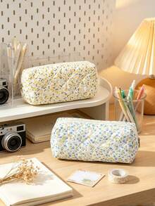 1pc Floral Pencil Case, Large Capacity Soft Pencil Pouch, Suitable For Students And Women, Multi-Functional Pen Storage Bag, Essential For School And Travel, Desktop Stationery Organizer, Classroom Bedroom Office Accessory - Multicolor - View 3