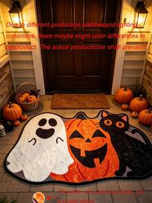 Halloween Imitation Cashmere Doormat, Wear-Resistant Entryway Floor Mat, Easy Care Decorative Rug For Living Room - B - View 7