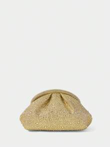 SHECARRY Ladies Fashion Gold Dinner Bag, Exquisite Flash Diamond Clutch Bag, For Parties, Festivals, Weddings, Dress Matching - Gold - View 4