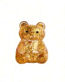 1pc Gold Glitter Bear Squeeze Figure With Clear Jelly Texture, Shimmer Filled Animal Shape In Yellow Striped Window Box, Soft Handheld Squishy Ornament For Desk Decor And Shelf Display - Multicolor - View 10