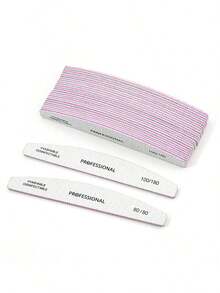 25pcs Crescent-Shaped Professional Nail Files, With 80/80 Grit, 100/180 Grit Nail File Strips - Grey - View 6