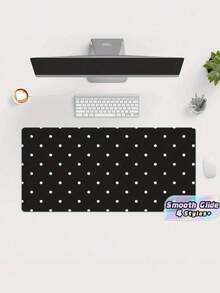 1pc Large Extended Non Slip Rubber Base Durable Smooth Waterproof Easy Clean Black White Polka Dot Pattern Desk Mat Mouse Pad Keyboard Pad For Office Gaming Computer Laptop PC Gamers Workstation Gift For Family Friends Office Workers - multicolor - View 1