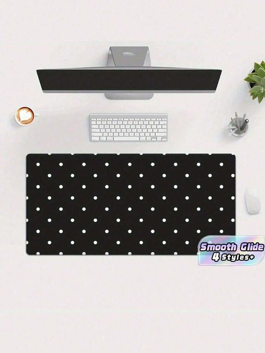 1pc Large Extended Non Slip Rubber Base Durable Smooth Waterproof Easy Clean Black White Polka Dot Pattern Desk Mat Mouse Pad Keyboard Pad For Office Gaming Computer Laptop PC Gamers Workstation Gift For Family Friends Office Workers - multicolor - View 1