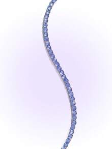 Popjeli Women's  Light Blue Tennis Chain Necklace Full Round  Sparkling Adjustable Necklace For Party Daily Jewelry - Light blue tennis chain necklace - View 6
