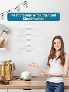 5-Tier White Wall-Mounted Display Rack Storage Rack Display Rack Effectively Saves Space 14.57inch Suitable For Dolls Statues Building Blocks And Collectibles Very Suitable For Living Rooms Bedrooms Kitchens Bathrooms Holiday Gifts Mother's Day Gift - Multicolor - View 6