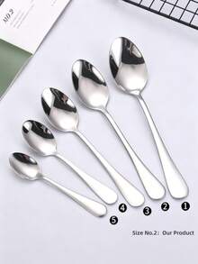 6pcs/12pcs/24pcs Stainless Steel Spoon For Home Kitchen And Restaurant,Kitchen,Christmas Gift,School Supplies - Silver - View 5