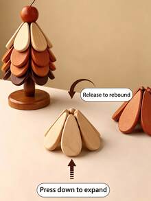 Christmas Tree Wooden Placemat And Coaster Set Heat Resistant Durable Table Ornament For Dining Table Sideboard Home Indoor Tabletop Decor Ideal For Christmas Holiday Festive Seasonal Dinner Party Decorative Tableware Supplies - View 8