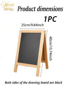 Set Of 1 Blackboard Easel, 19*30 Cm / 25*40 Cm, Double-Sided Blackboard Sign With Eraser, Wooden Tabletop Menu Board, Suitable For Tabletops, Weddings, Restaurants And Home Decor (Black And White) - 1PC - View 3