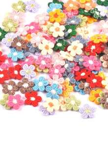 50pcs 1.5cm Multi-Color 5-Petal Flower Trim (Without Adhesive Backing), DIY Craft Material For Clothing, Hat Decor, Assorted Colors - multicolor - View 6