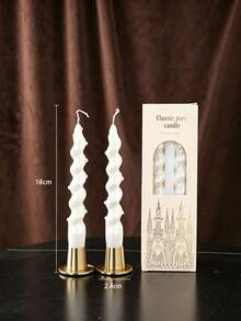 Cirelle Pearl Embellished Taper Candles Set Of 2, French Vintage Pearlized Pole Candles (Twisted Spiral & Smooth Straight), Aesthetic Pearl Dinner Candle Set For Wedding Table & Home Decor - multicolor - View 4