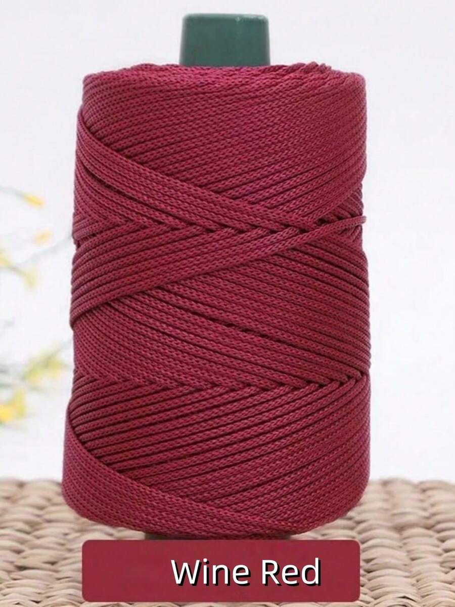 Polyester Macrame Cord 3mm ,Colorful Polyester Yarn,Polypropylene Silk Rope For Knitting & Crochet Braided Macrame Cord For Hats Shoes Bags Plant Hangers Rug DIY Crafts - burgundy - View 1