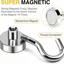 20/10/5pcs Strong Magnetic Hooks With Magnets And Hooks, No Nails Needed For Hanging, Suitable For Refrigerator, Kitchen Grll,Garage, Storage Space High-Strength Magnetic Hooks, No- Drll Refrigerator Hooks, Strong Load- Bearing Magnetic Hangers - Silver - View 12