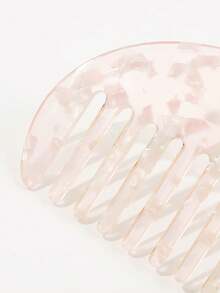 1PC Acetic Acid Plate Wide-Tooth Comb, Cute Portable Half-Circular Design, Ideal For Barber Salon, Beauty, Daily Hair Care, Back To School, Travel, And Holiday Essentials. - Pink - View 4