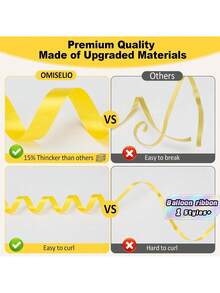 1 Roll, 250 Yards Of Purple Curly Ribbon, Suitable For Gift Wrapping, Balloon Rope, Weddings, Birthdays, Etc. - Shiny Metallic Ribbon, Suitable For Bouquet And Flower Wrapping Paper, Suitable For Valentine's Day, Weddings, Birthdays, Etc. - Yellow ribbon - View 6